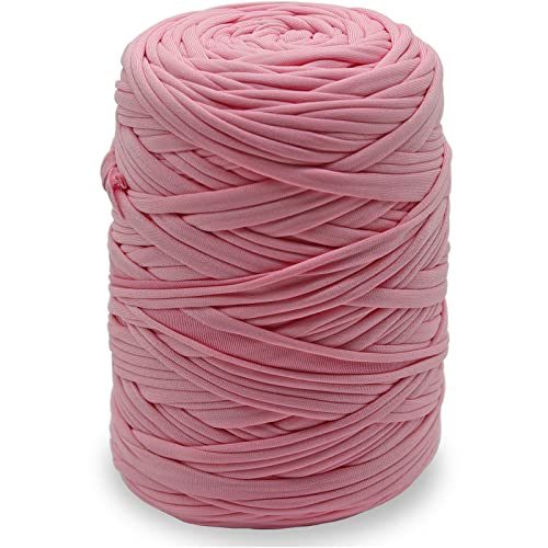 NOTIONSLAND 400 g T-Shirt-Garn, Strickgarn, Stoff, Häkelgarn für Taschen, Körbe, Decken, Heimdekoration – rosa einfarbige Garne von NOTIONSLAND