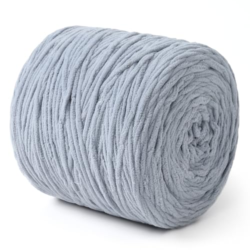 NOTIONSLAND Chunky Chenille Garn zum Stricken/Häkeln (Grau, 800g) von NOTIONSLAND