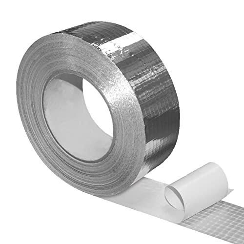 NOVANETUS ALU TAZ Netzverstärkt Aluminium Klebeband, Aluband, Aluminiumband 50mm x 50m für Lüftungs- und Klimaanlagen, Verstärktes Selbstklebeband, Dichtband, Isolieren von NOVANETUS