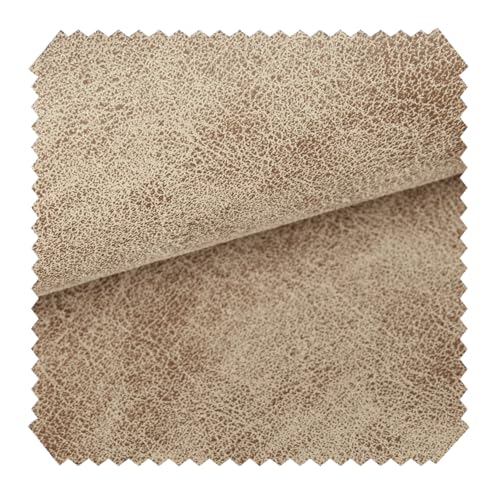 novely® exquisit ETERNITY Vintage Polsterstoff - Antiklederoptik Möbelstoff - Schwer entzündbares Velours-Kunstleder - Pflegeleichte Meterware 1lfm Farbe: 01 Beige von NOVELY