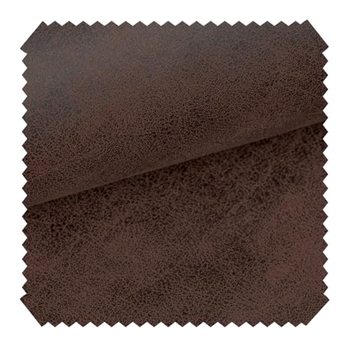 novely® exquisit ETERNITY Vintage Polsterstoff - Antiklederoptik Möbelstoff - Schwer entzündbares Velours-Kunstleder - Pflegeleichte Meterware 1lfm Farbe: 04 Mocca Braun von NOVELY