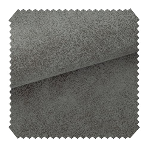 novely® exquisit ETERNITY Vintage Polsterstoff - Antiklederoptik Möbelstoff - Schwer entzündbares Velours-Kunstleder - Pflegeleichte Meterware 1lfm Farbe: 09 Grau von NOVELY