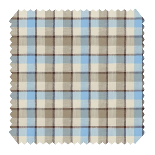 novely® FINN - Karierter bzw. Gestreifter Möbelstoff - Robuster Polsterstoff - Pflegeleichte Meterware 1lfm (1A Hellblau Beige Braun kariert) von NOVELY
