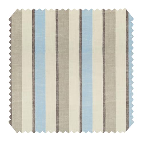 novely® FINN - Karierter bzw. Gestreifter Möbelstoff - Robuster Polsterstoff - Pflegeleichte Meterware 1lfm (1B Hellblau Beige Braun gestreift) von NOVELY