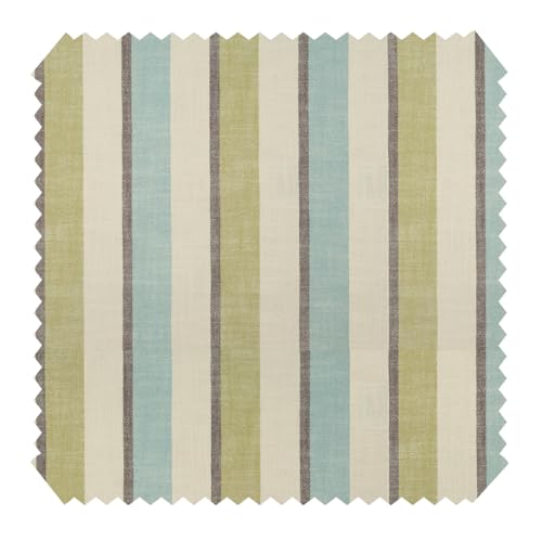 novely® FINN - Karierter bzw. Gestreifter Möbelstoff - Robuster Polsterstoff - Pflegeleichte Meterware 1lfm (2B Hellblau Grün Beige Braun gestreift) von NOVELY