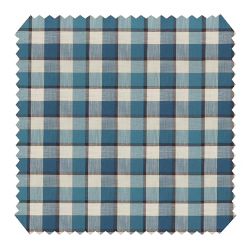 novely® FINN - Karierter bzw. Gestreifter Möbelstoff - Robuster Polsterstoff - Pflegeleichte Meterware 1lfm (3A Blau kariert) von NOVELY