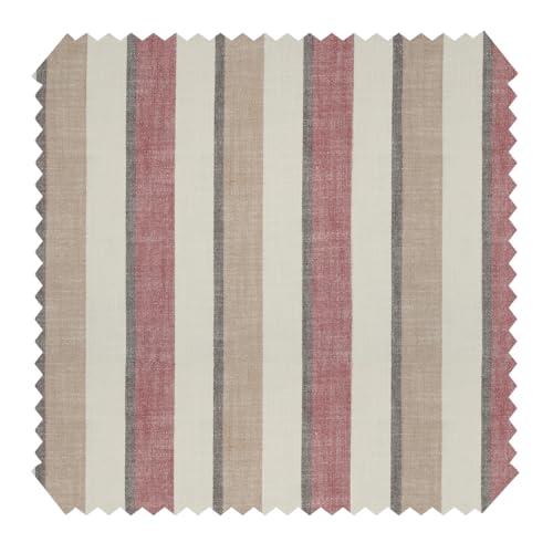 novely® FINN - Karierter bzw. Gestreifter Möbelstoff - Robuster Polsterstoff - Pflegeleichte Meterware 1lfm (5B Rot Beige gestreift) von NOVELY
