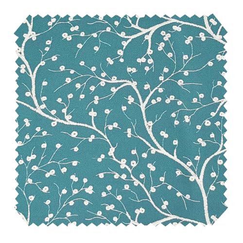 novely® HANAU TWIG - Dekostoff mit Blumen-Print - Robuster Möbelstoff - Pflegeleichte Meterware 1lfm (07 Petrol Türkis Blau) von NOVELY