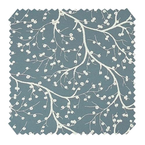novely® HANAU TWIG - Dekostoff mit Blumen-Print - Robuster Möbelstoff - Pflegeleichte Meterware 1lfm (08 Rauch Blau) von NOVELY