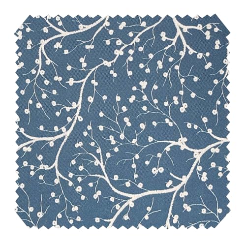 novely® HANAU TWIG - Dekostoff mit Blumen-Print - Robuster Möbelstoff - Pflegeleichte Meterware 1lfm (09 Tinten Blau) von NOVELY
