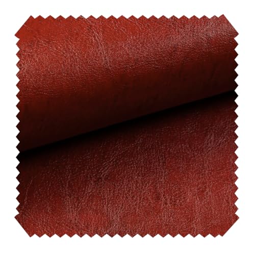 novely® MARGOTH - Glattes glänzendes Kunstleder im Antik-Look - Polsterstoff im Echtleder-Look - Robuster Möbelstoff - Pflegeleichte Meterware 1lfm (21 Dunkel Rot) von NOVELY