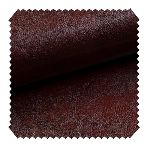 novely® MARGOTH - Glattes glänzendes Kunstleder im Antik-Look - Polsterstoff im Echtleder-Look - Robuster Möbelstoff - Pflegeleichte Meterware 1lfm (26 Kastanien Braun) von NOVELY