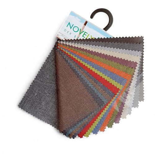 novely® Musterfächer OXFORD 330D - Outdoor-Stoff im Leinen-Look - Wasserabweisender Polyester-Möbelstoff - Mélange Polsterstoff von NOVELY
