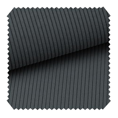 novely® ONTRE - Samtiger Polsterstoff in Feincord-Optik - Robuster Möbelstoff - Pflegeleichte Meterware 1 lfm Farbe: 19 Schiefergrau von NOVELY