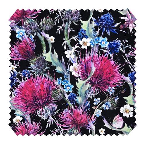 novely® OXFORD 210D | 1 lfm | Polsterstoff Bedruckt Outdoor Dekostoff Wasserabweisend Reißfest | Thistle Black von NOVELY