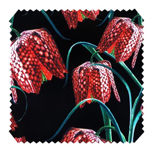 novely® OXFORD 210D | 1 lfm | Polsterstoff Printstoff Outdoor Dekostoff Wasserabweisend Reißfest | Red Flowers On Black von NOVELY