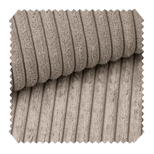 novely® PORTO - Breitcord Ultraweicher Polsterstoff Möbelstoff Dekostoff Cord Stoff Meterware | 1 lfm Farbe: 02 Dunkelbeige Taupe von NOVELY