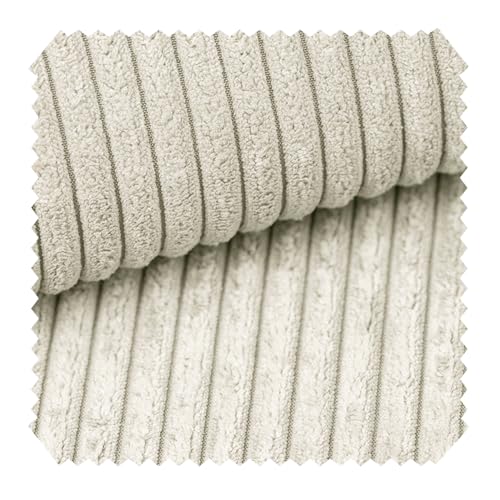 novely® PORTO - Polsterstoff in Breitcord-Optik - Ultraweicher Möbelstoff - Pflegeleichte Meterware 1 lfm Farbe: 140 Grau Beige von NOVELY