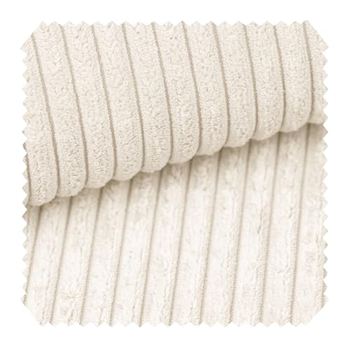 novely® PORTO - Breitcord Ultraweicher Polsterstoff Möbelstoff Dekostoff Cord Stoff Meterware | 1 lfm Farbe: 38 Creme Elfenbein von NOVELY