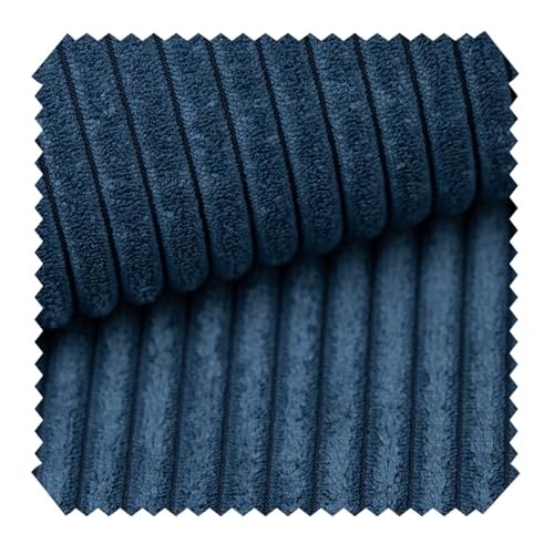 novely® PORTO - Polsterstoff in Breitcord-Optik - Ultraweicher Möbelstoff - Pflegeleichte Meterware 1 lfm Farbe: 05 Blau von NOVELY