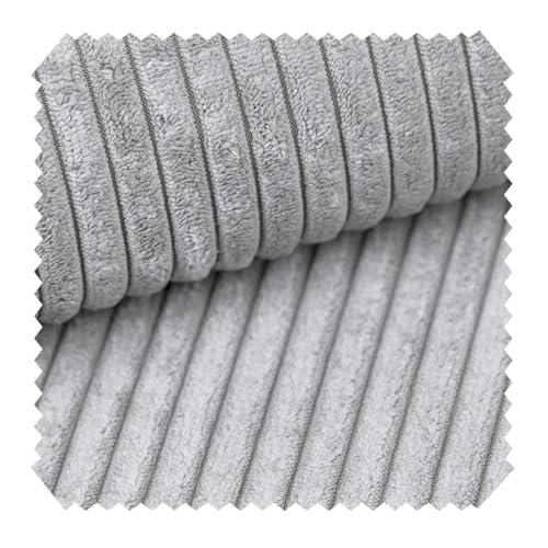 novely® PORTO - Polsterstoff in Breitcord-Optik - Ultraweicher Möbelstoff - Pflegeleichte Meterware 1 lfm Farbe: 110 Hellgrau von NOVELY