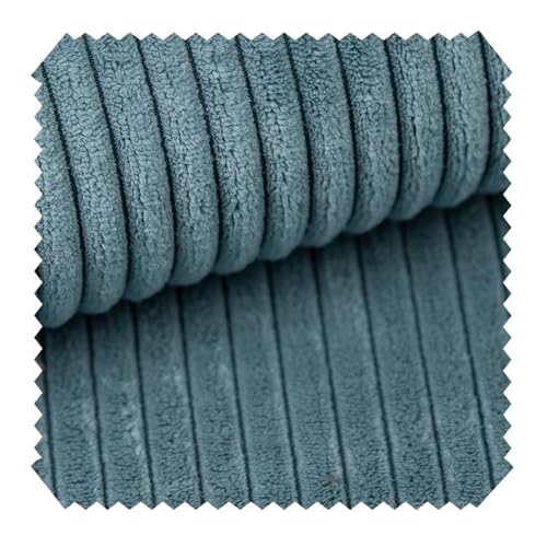 novely® PORTO - Polsterstoff in Breitcord-Optik - Ultraweicher Möbelstoff - Pflegeleichte Meterware 1 lfm Farbe: 26 Mint Blau von NOVELY