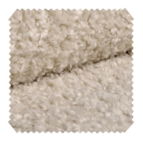novely® ROLAND Kuschelweicher Bouclé-Polsterstoff - 560 g/m², Extra Volumen - Strapazierfähiger Möbelstoff - UV-Beständiger (7/8) Bezugsstoff - Pflegeleichte Meterware 1 lfm Farbe: 02 Beige von NOVELY