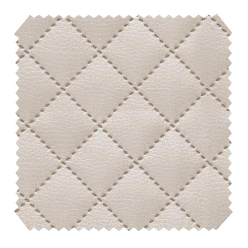 novely® Soltau Kunstleder 3-LAGIG gesteppt kaschiert | gesteppter Volumen Polsterstoff | KARO Möbelstoff Premium | Meterware | 1 lfm (33 Beige) von NOVELY