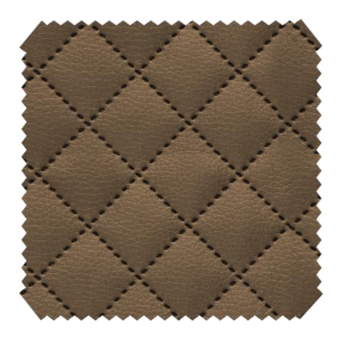novely® Soltau Kunstleder 3-LAGIG gesteppt kaschiert | gesteppter Volumen Polsterstoff | KARO Möbelstoff Premium | Meterware | 1 lfm (34 Dunkelbeige) von NOVELY