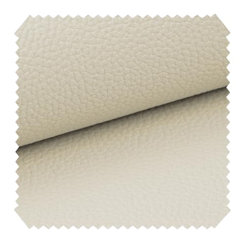 novely® exquisit OLIVERA - Ultraweicher Möbelstoff in Echtlederoptik - Schwer Entzündbarer Polsterstoff - Pflegeleichte Meterware 1lfm (01 Hell Elfenbein) von NOVELY