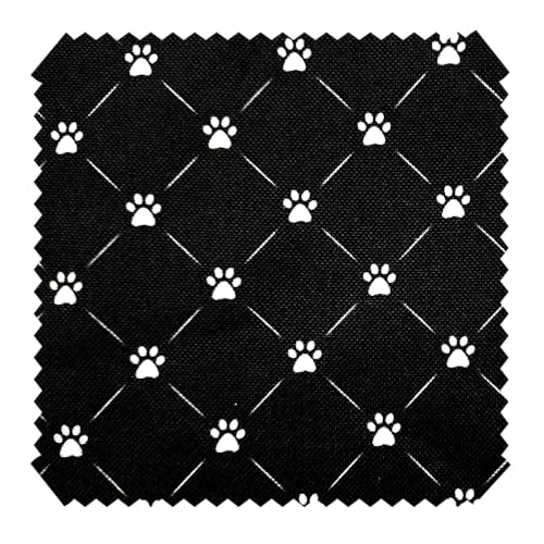 novely Oxford 210D Polsterstoff Bedruckt Print Wasserabweisend Reißfest Dekostoff | D19 Schwarz Weiss Pfoten Raute von NOVELY