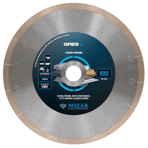 NOZAR Premium Diamantscheibe GRES-U / Ø180-350 mm/Fliesen, Keramik, hartes Feinsteinzeug, Cotto, Marmor, glasierte Klinker (230 x 30/25,4 mm) von NOZAR