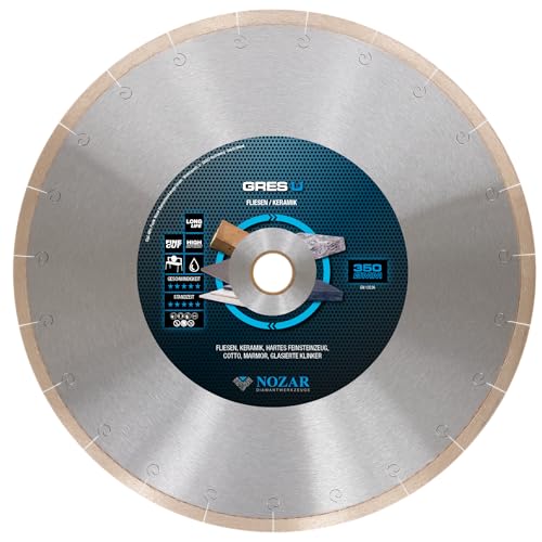 NOZAR Premium Diamantscheibe GRES-U / Ø180-350 mm/Fliesen, Keramik, hartes Feinsteinzeug, Cotto, Marmor, glasierte Klinker (350 x 30/25,4 mm) von NOZAR