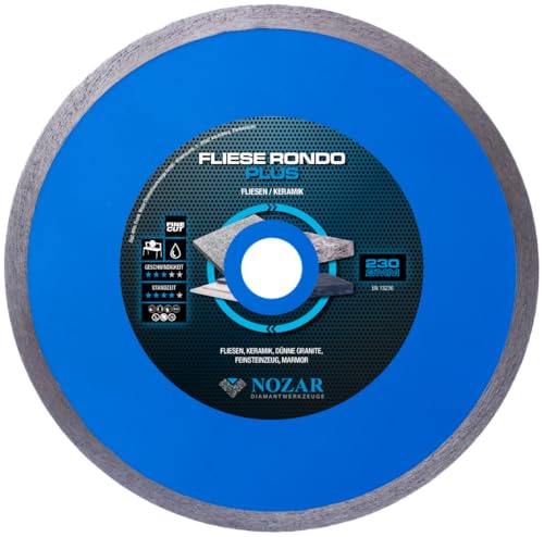 NOZAR Profi Diamantscheibe Fliese Rondo Plus Ø 150-350 mm für Fliesen, Keramik, dünne Granite, Feinsteinzeug, Marmor (230 x 22,23 mm) von NOZAR