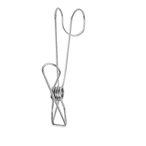 10 -pcs Edelstahl -Wäscheklammern mit Haken Metallfeder Clips mit Haken Universal Hanging Clips for Büros Küchen Bad(10PCs 9.5cm) von NOZLIHMH