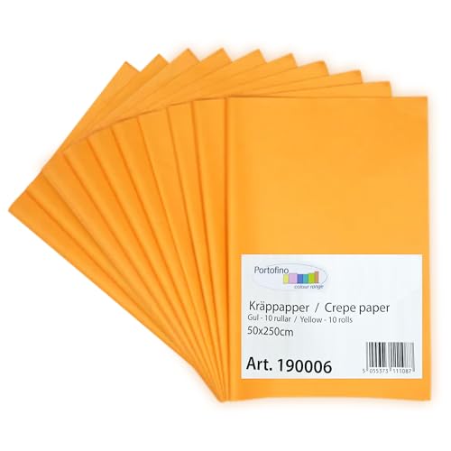 NPA Orange Krepppapier 50x250cm 17g/m2 10 Blatt Pro Pack, Strukturiertes Papier, Orangefarbenes Geschenkpapier, Geschenkfüllmaterial, Krepppapier Orange, Geschenkbox Deko paper von NPA