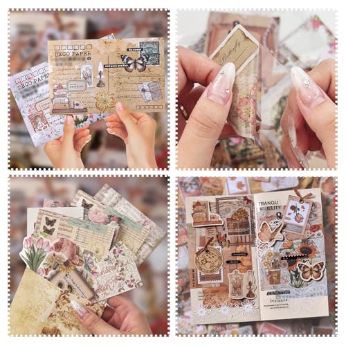 Npcswxq 200Stück Scrapbooking Stickers Vintage Scrapbook Papier Sticker Kit, Blumen Pflanzen Scrapbook Zubehör für bullet journal zubehör Karte Machen Album, Collage,Geschenk verpacken Npcswxq 200Stück Scrapbooking Stickers Vintage Scrapbook Papier Sticker Kit, Blumen Pflanzen Scrapbook Zubehör für bullet journal zubehör Karte Machen Album, Collage,Geschenk verpacken von NPCSWXQ