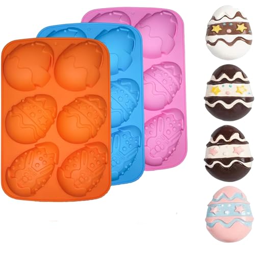 NPEX 3 Stück Ostereier Backform Kuchenform Ostern Silikonform für Ostereier 3D Seifenform Silikon Osterei Backform Form Tablett für Schokolade Süßigkeiten Badebombe Osterdeko von NPEX