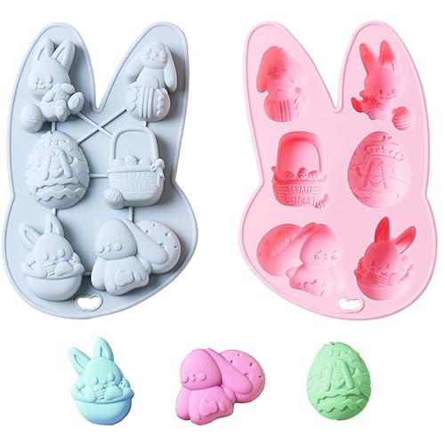 NPEX Silikonform Ostern Schokoladenform Kaninchen Ei Seifenformen Ostereier Hase Silikonformen 3D Bonbon Backform Hase Ei Silicone Mould Für Kuchen Gummy Süßigkeiten Schokolade Osterdeko von NPEX