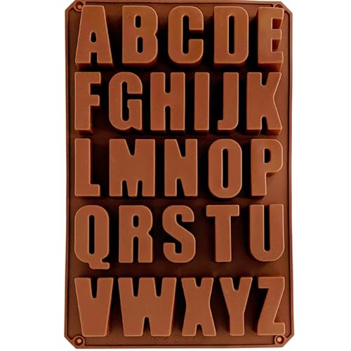 NPEX Silikon 26 Buchstaben (5,5cm) A-Z -extra stabil- Alphabet Seifenform, Silikonform Backform, Schokoladenform, Kuchen, Backen, UV Resin Gießform Antihaft Epoxidharz Form, Schokolade von NPEX