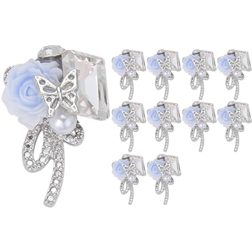 1 x Metall-Rosen-Schmetterling-Strasssteine, 3D-Charms, Dekoration, kreatives Zubehör für einzigartige Designs von NPXUAMTJ