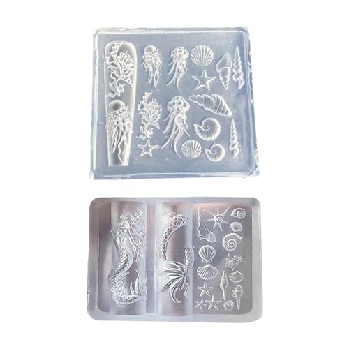 1. 2PC Silikonnägel Kunst Mit Meereslebensmustern Für Harz & Schmuck Einfache Reinigung Von Nagelkunst Silikonform 1. 2PC Silikonnägel Kunst Mit Meereslebensmustern Für Harz & Schmuck Einfache Reinigung Von Nagelkunst Silikonform von NPXUAMTJ