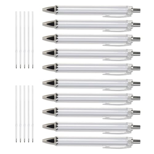 10 Stück einziehbarer Kugelschreiber, ergonomischer Kugelschreiber, Sublimationsstift, Wärmeübertragungsstift für Volldruckstift von NPXUAMTJ