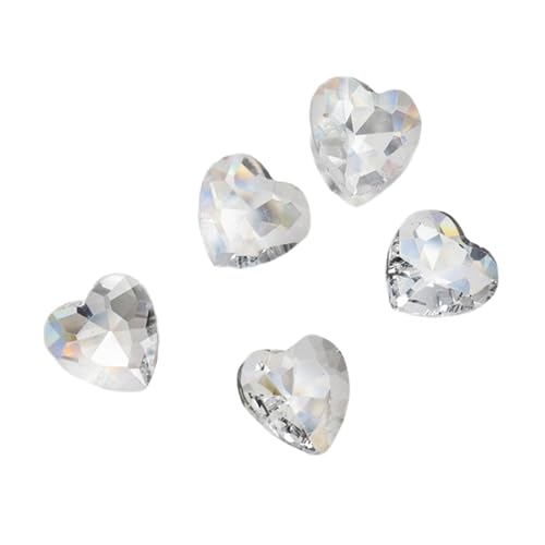 10 x ovale Kristall-Herz-Charms, Strasssteine, transparent, für Nägel, Kunst-Dekorationen von NPXUAMTJ