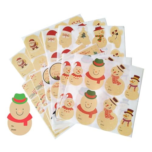 104 Stück Weihnachts-Aufkleber, selbstklebende Verpackungsetiketten, Weihnachts-Namensetiketten für Geschenkbox, Karten, Süßigkeitentüten von NPXUAMTJ