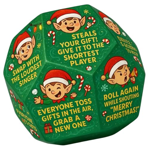 12 Gesicht Elfen Theme Game Dices Für Weihnachtsfeier Familienfreundliche Geschenkaustausch Aktivität Papierhandwerk Dekore Papier Geschenkwap von NPXUAMTJ