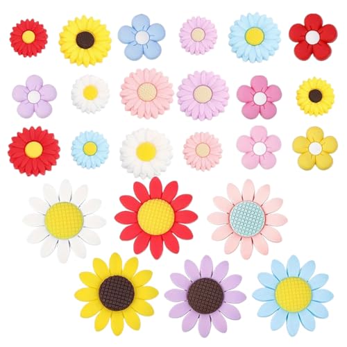 24 Pcs Blumenperil Schmücken Zarte Blütenhandgefertigte Halskettenperlen Runde Silikonperlen Für Handwerk Und Zuhause Dekore von NPXUAMTJ