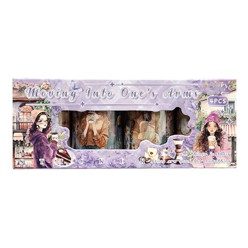 4Rolls Scrapbooking Dekoratives Band 60mmx2m Vorgeschnitten Cartoon Girl Aufkleber Klebeband Für Journal Foto Album Telefon Dekoration Charakter Aufkleber Rollen Für Zeitschriften von NPXUAMTJ