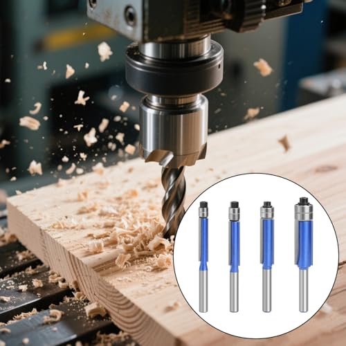 4pcs Flush Gerade Bit Holzbearbeitung Flush Trimm Router Bit Doppel Lagerholz Mahlen Cutter Für Holzbearbeitung Doppelte Lagerholzrouter von NPXUAMTJ