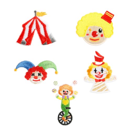 5 PCs Schöne Clown Gestickte Flecken Nähen Auf Flecken Zirkusserie Eisen Auf Kleidung Nähen Eisenzirkus Serie Stickerei Für Jeans von NPXUAMTJ
